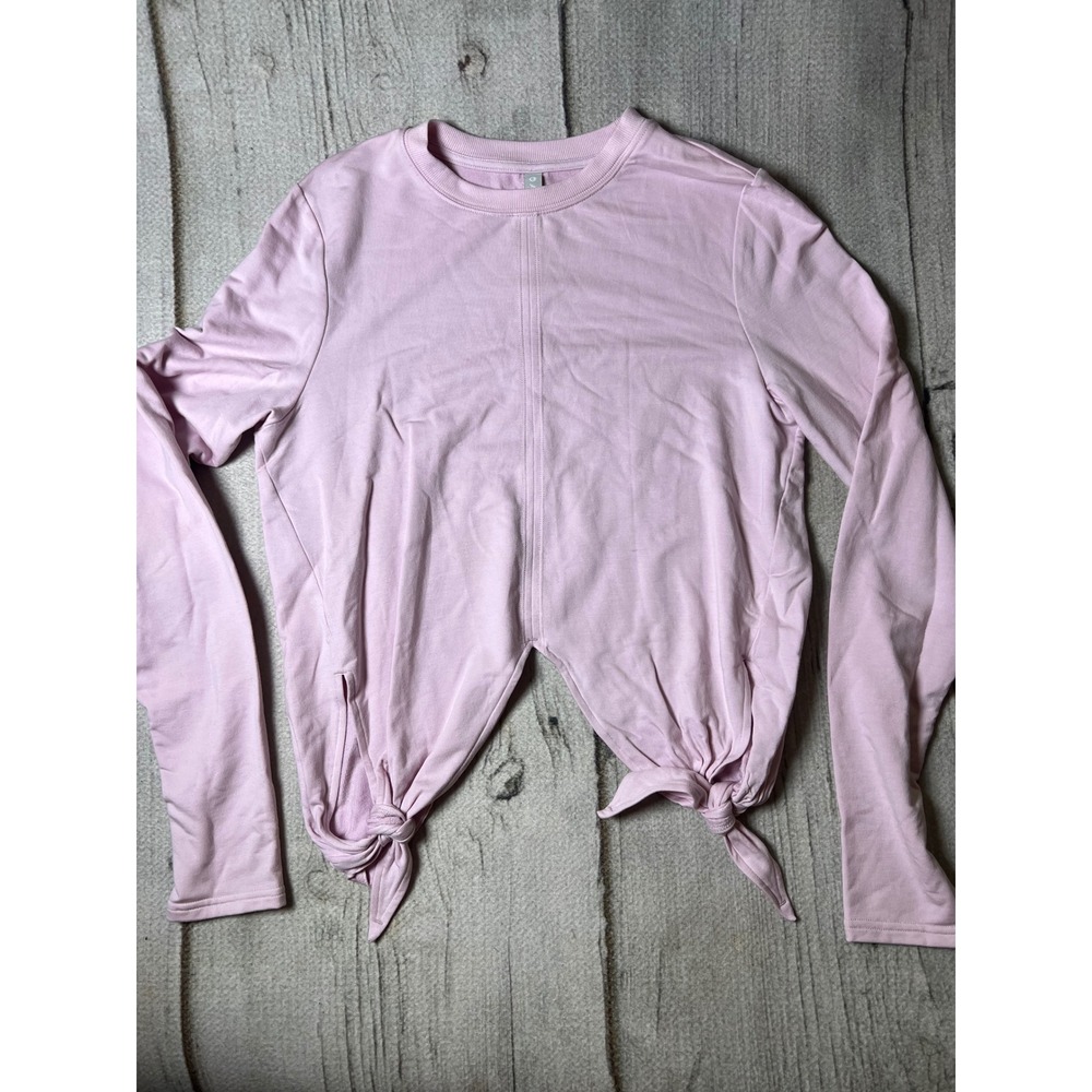 Athleta Sweatshirt Womens Medium Pink Tie‎ Front Split Hem Athleisure Balletcore